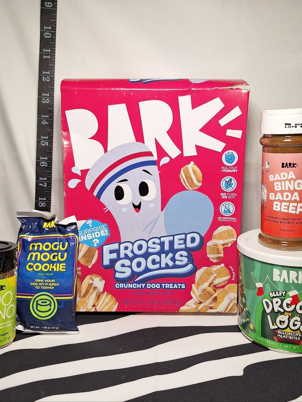 NWT Bark Frosted Socks, Drool Logs, And 3 More Treats & Toppers - 5 pack